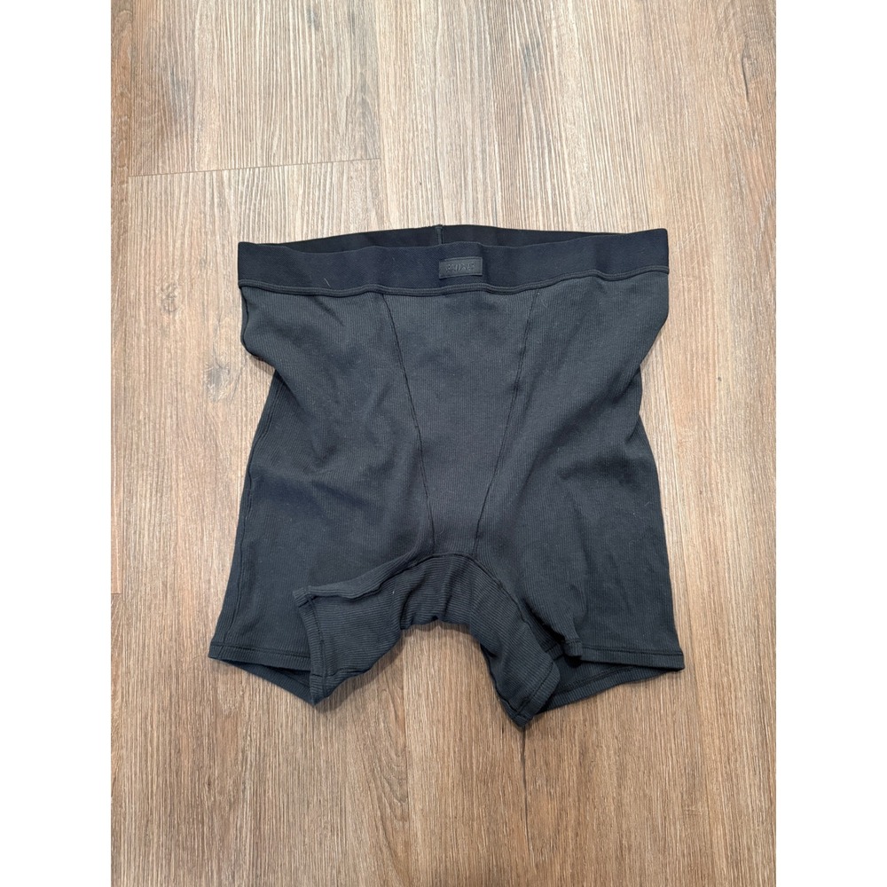 SKIMS Mens Cotton Rib Boxer Brief Onyx Black‎ Size Large Ribbed